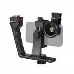 Mobiiltelefoni L-klambri hoidiku videoseadme k&auml;eshoitav stabilisaatori komplekt, mis sisaldab makroobjektiivi + telefoniklambrit + must