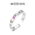 MODIAN 925 Sterling h&otilde;be trendikas v&auml;rviline tsirkooniumoksiidi ebaregulaarne reguleeritav s&otilde;rmus originaalse disainiga peen ehe kingitus naiste peole h&otilde;be