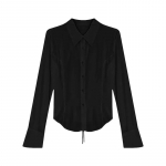Gidyq Fashion naiste sidemega s&auml;rgid Korea All Match Streetwear Naiste &otilde;huke pluus Kevadine vabaaja valge varrukatega s&auml;rk Uus S must