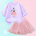 S&uuml;nnip&auml;evaprintsessipeo &uuml;kssarviku T-s&auml;rgikomplekt T&uuml;drukule Tutu kohev seelik + T-s&auml;rk 3-14-aastased r&otilde;ivad Riided 6T(130cm)