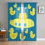 Pardi koomiks armas allveelaev Kaasaegsed tr&uuml;kitud t&uuml;llkardinad magamistoa r&otilde;du aknakaunistuseks Loominguline mood Kodu l&auml;bipaistev kardin 135W x 114H(cm)