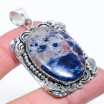 Natural Sodalite Gemstone Handmade 925 Sterling Silver Pendant 2.25 w2j31
