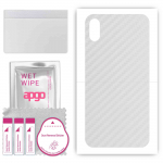 apgo kaitsev nahakleebis seljale, mis &uuml;hildub Apple iPhone XS-iga, &uuml;mbriskile, foolium, vin&uuml;&uuml;l &ndash; mustriga l&auml;bipaistev s&uuml;sinik