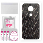 apgo Protective Skin Sticker for the back compatible with Motorola Moto E5 Plus, Wrap Film, Foil, Vinyl - Pattern Carbon Black Pixel
