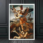 St. Peaingel Miikael Vintage plakatitr&uuml;kid elutoa kodukaunistuseks Kristlik religioon Ingli l&otilde;uend Seinakunst 30x40cm No Framed