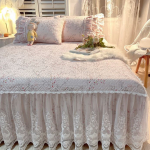 Luksuslik Ameerika lilleline voodipesu 100% puuvillane tepitud pits volangidega voodi seelik madrats kate Voodikate Padjap&uuml;&uuml;rid Nordic suurus 1/3 tk 120X200cm 1pc