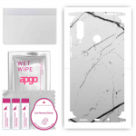 apgo Protective Skin Sticker for the back+sides compatible with Huawei P30 lite, Full Wrap Film, Foil, Vinyl - Pattern White Marble