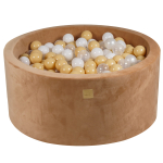 Round Ball Pit MeowBaby&reg; Supersoft samet, karamell 90x40 cm