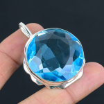 Sinine topaas v&auml;&auml;riskivi ripats massiivne 925 sterlingh&otilde;be ripats ehted kingitus unisexile