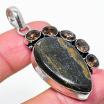 Natural Bumble Bee Jasper, Topaz Gemstone 925 Sterling Silver Pendant 2.21 l1f94