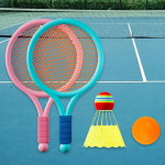 Lastele m&otilde;eldud sulgpallitennisekomplekt lastele m&otilde;eldud tennisereket rannam&auml;nguasjade treenimiseks Blue and Pink
