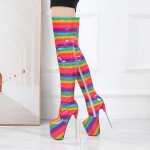 20 cm seksikad naiste saapad K&otilde;rge kontsaga saapad Plisseeritud lakknahast &uuml;marad t&otilde;mblukuga kingad pikad saapad 35