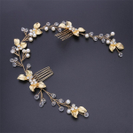 Pruudi juuste aksessuaarid K&auml;sitsi valmistatud keerdlillega juuksekamm Pruudi juuksed &uuml;les k&uuml;ljekammid Juuksen&otilde;el Pulmasoeng Disain kuld