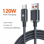 120W 6A kiirlaadimise USB-t&uuml;&uuml;pi C kiirlaadimiskaabel Samsung S23 Realme Xiaomi 13 Huawei telefoni kiirlaadimiskaabli andmekaablitele 1m