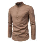 Meeste &auml;ris&auml;rk Slim Fit seisva kraega Kerge hingav stiilne pikkade varrukatega meeste s&auml;rgid M pruun