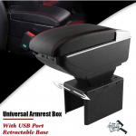 K&auml;etoekarbi eesmine keskkonsool koos laadimisega 7 USB-porti Sisseehitatud Led Light Cupi hoidik universaalne must