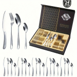 24 tk, roostevabast terasest s&ouml;&ouml;giriistade komplekt 6 inimesele, n&otilde;udepesumasinas pestav, kinkekarbiga, elegantsed lauah&otilde;bedad s&ouml;&ouml;giks ja meelelahutuseks