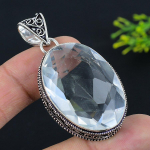 White Topaz Gemstone Handmade 925 Sterling Silver Jewelry Pendant 2.25 s7t55
