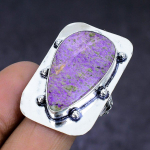 Purpurite Gemstone handmade 925 Sterling Silver gift Jewelry Ring Size 8.5 K2y27