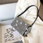 YOUHUAGUO Luksuslik Bright Diamond &otilde;lakott Naiste PU-nahast Crossbody kott Moeketid Messengeri k&auml;ekott Elegantne kaenlaaukott 18*9*12cm valge