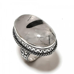 Black Rutile Gemstone Handmade 925 Sterling Silver Jewelry Ring Size 7 f9w26