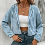 Lukuga kardigan naiste s&uuml;gis- ja talvine l&uuml;hike retro velvetist kapuutsiga jope S sinine