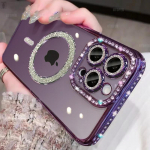 Luksuslik l&auml;bipaistev Crystal Diamond &uuml;mbris iPhone'i 15 11 12 13 14 Pro Max Plus Bling Sparkly Magsafe magnetilise juhtmevaba laadimiskaane jaoks For iPhone 12