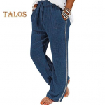 Meeste puhkusep&uuml;ksid Suurus T&otilde;mblukk Kinnitusn&ouml;&ouml;r elastne v&ouml;&ouml;koht &uuml;hev&auml;rviline vaba lai jalg vabaaja igap&auml;evaseks kandmiseks pikad p&uuml;ksid L sinine