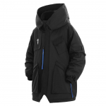 Mulit Pocket Talvejoped Techwear Mantlid Meeste Mood T&auml;navar&otilde;ivad Suurem&otilde;&otilde;tmelised Parkad Soe kapuutsiga jope XL must