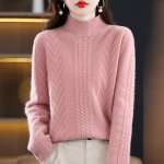 Naiste ka&scaron;miir kampsun Qinghe ka&scaron;miir 30% ka&scaron;miir 70% vill s&uuml;gis-talvine ka&scaron;miir paks pullover pehme ja soe L roosa