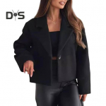 Naiste villane jope Ujutatav krae &uuml;hev&auml;rviline &uuml;he n&ouml;&ouml;biga suletav mantel lahtine l&uuml;hike t&uuml;&uuml;p termiline pikkade varrukatega pendelr&auml;nne tutvumine kevad s&uuml;gis talv S khaki