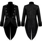 Meeste steampunk tuulepluus Vintage printsi smokingu mantel keskaegne renessanssjope Victoria ajastu Edwardi ajastu rolliriided XS must