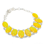 Yellow Triplet Opal Gemstone Handmade 925 Sterling Silver Necklace 18 f8c95