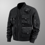 Bomber Jope Meeste mitme kotiga jope Ameerika pesapallis&auml;rk Funktsionaalne kolmekindla jope t&ouml;&ouml;riistadega top XL must