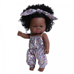 33 cm t&auml;issilikoonist keha Reborn Baby Doll m&auml;nguasjad Tumemustpruun nahaga Valikuline taass&uuml;nninukk Elutruu lokkis juustega vasts&uuml;ndinud nukk lastele s&uuml;nnip&auml;evaks j&otilde;ulukink black skin