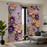 2tk HD stereo p&auml;rlilillede kaunistuskardin Roosa lips digitaalprindiga kardin Kodukaunistuse stiilis kaunistus elutuba W52H63inchW132H160cm
