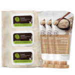Kwaulnara Grain Cleansing Tissues 300 sheets + Sprouted Brown Rice Cleansing Foam 3 x 120ml, Sprouted Brown Rice beige