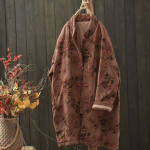 Johnature Naine talvemood vintage pandlaga prinditud lahtised &uuml;herealised Hiina stiilis vabaaja retromantlid One Size punane