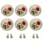 6 tk k&auml;sitsi maalitud keraamilised nupud (kolm stiili) Vintage keraamilised kapinupud kummutit&otilde;mbed, sahtlit&otilde;mbed Vannitusnupud kinnituskruvidega 6pcs-Red