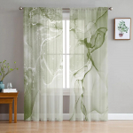 Salveirohelised marmorist l&auml;bipaistvad kardinad magamistoa elutoa kaunistamiseks k&ouml;&ouml;gi aknakardinad t&uuml;ll Voile organza kardinad W135 x H245cm x1&Rod Pocket