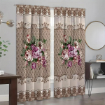 2 tk. Elegantne lille- ja taimemustriga kardinate varraste taskukujundus elutoas, magamistoas, k&ouml;&ouml;gis privaatsuse ja sisekujunduse jaoks W65X60H(cm)X2Pcs&Hook