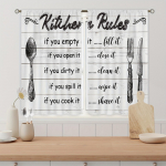 2tk 3D-kohviillustratsioon kohvikardinapuu tasku must k&auml;sitsi maalitud kohvielement, tr&uuml;kitud valgust filtreeriv k&ouml;&ouml;gikardin 2x68W165H(CM)&Grommet Top