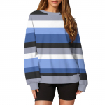 Naiste vabaaja tr&uuml;kiga pullover, pikkade varrukatega s&auml;rk, &uuml;lisuur dressipluus L sinine