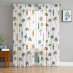 Palmipuud Surfilauad Lehed L&auml;bipaistvad Kardinad Elutoa Kaunistuseks Aknakardinad K&ouml;&ouml;gile T&uuml;ll Voile Organza Kardinad W135 x H115cm x1 white