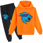 Mood Mr Beast Valgustus Kass Laste Poiste Kampsun Puuvillased kapuutsi ja p&uuml;kste komplektid 170 oranž