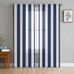 Triibulised tumasinised geomeetrilised l&auml;bipaistvad kardinad elutoa kaunistamiseks Aknakardinad k&ouml;&ouml;ki T&uuml;ll Voile Organza Kardinad W135 x H115cm x1