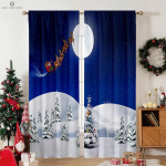 J&otilde;ulukardinad Multikakujulised P&uuml;hademeeleolu Tr&uuml;kitud Kardinad Magamistuba Elutuba Restoran Puhkusekaunistus Kardinad Kingitus W50xH130(CM)x2PCS&Grommet Top blue