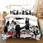 3D Tr&uuml;kk Tokyo Revengers Anime Voodipesu Komplekt Kahekohaline Twin King Suur Tekikott Tekk Padjap&uuml;&uuml;r Poisid T&uuml;drukud T&auml;iskasvanud Magamistuba AU Double 180x210cm
