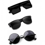 Sheomy Unisex Combo pakkumine 3 tooni prillidega ruudukujulised p&auml;ikeseprillid ristk&uuml;lik retro vintage kitsad naised::Mehed, MESH-013