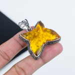 H&auml;mmastav Balti mere merevaigust v&auml;&auml;riskiviga h&otilde;bedane ripats 925 sterlingh&otilde;bedast - K&auml;sitsi valmistatud liblika disain, Igap&auml;evaseks kandmiseks, Ehted, Pulmakink 2 " oranž